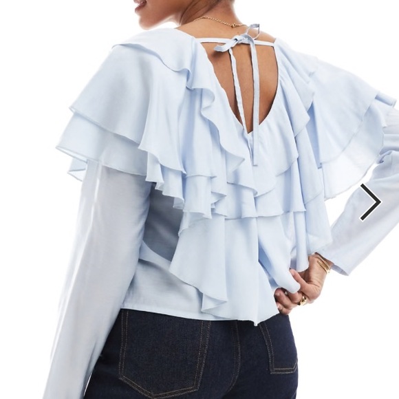 ASOS Light Blue Ruffled Blouse - Picture 3 of 5